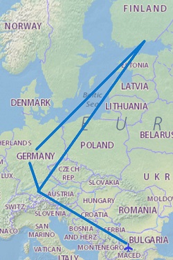 Полет София - Мюнхен - Хелзинки - Франкфурт - София